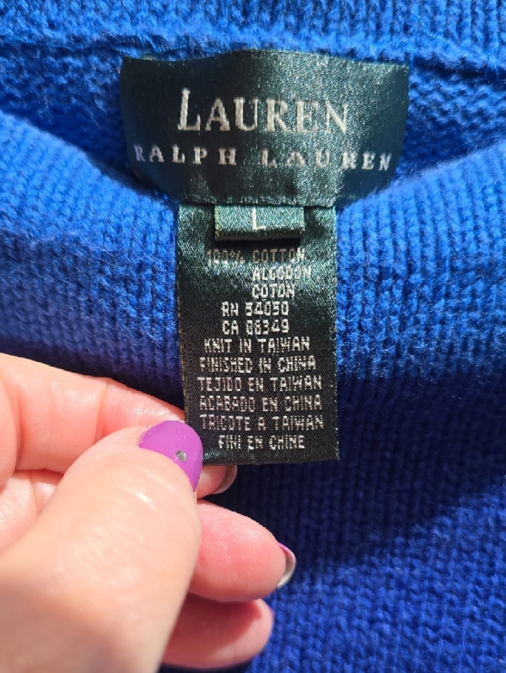 Ralph Lauren Royal Blue Knit Crewneck Sweater - Picture 2 of 5